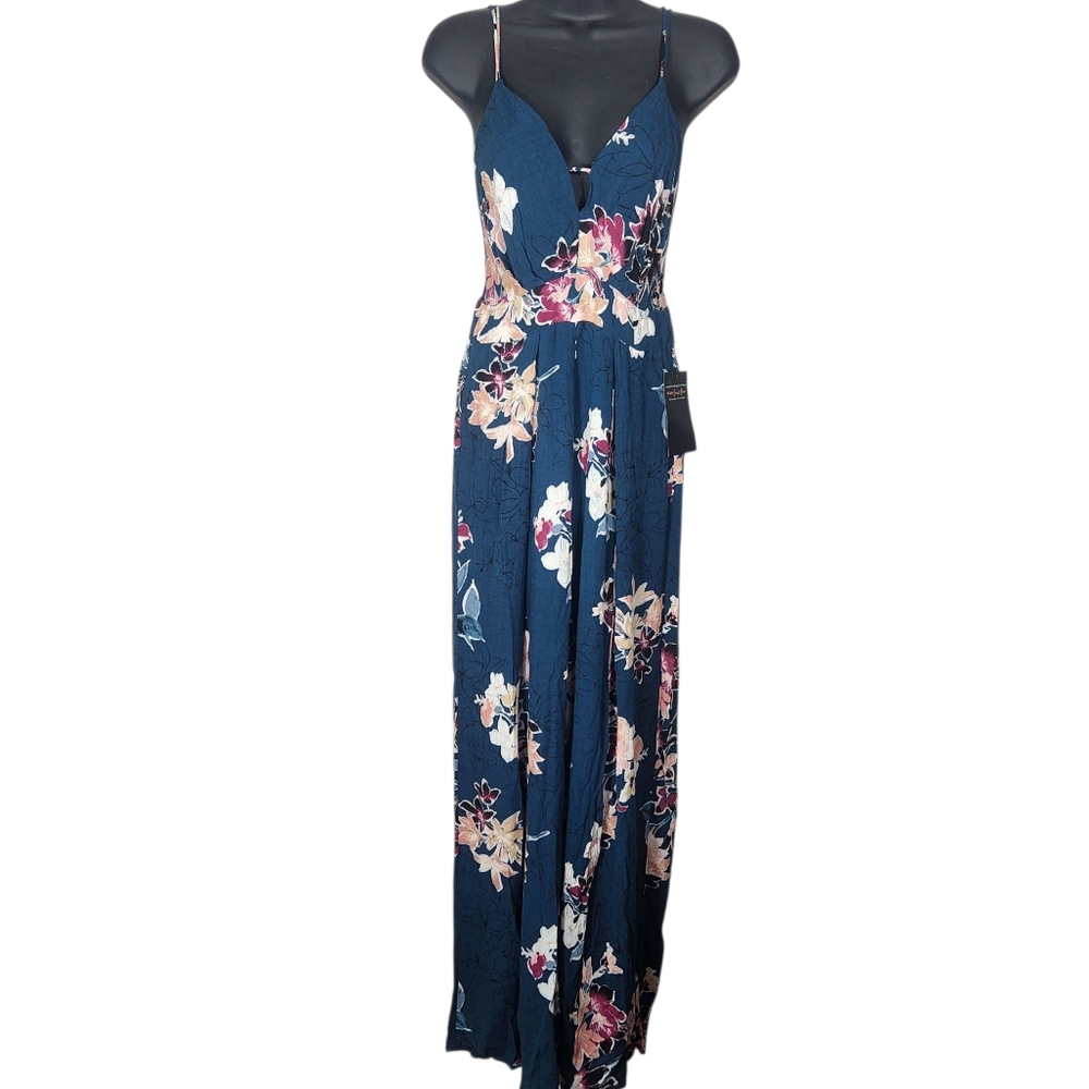 NanaMacs NWT Strappy Jumpsuit With Leg Slits Size Small Floral Sleeveless Flowy